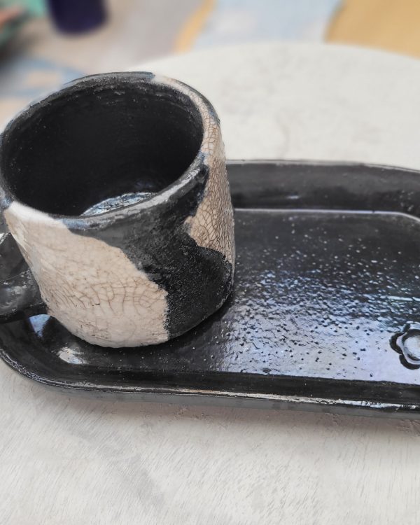 Mug raku blanc unique fait main | Flozraku