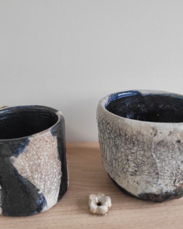 Mug raku blanc unique fait main | Flozraku