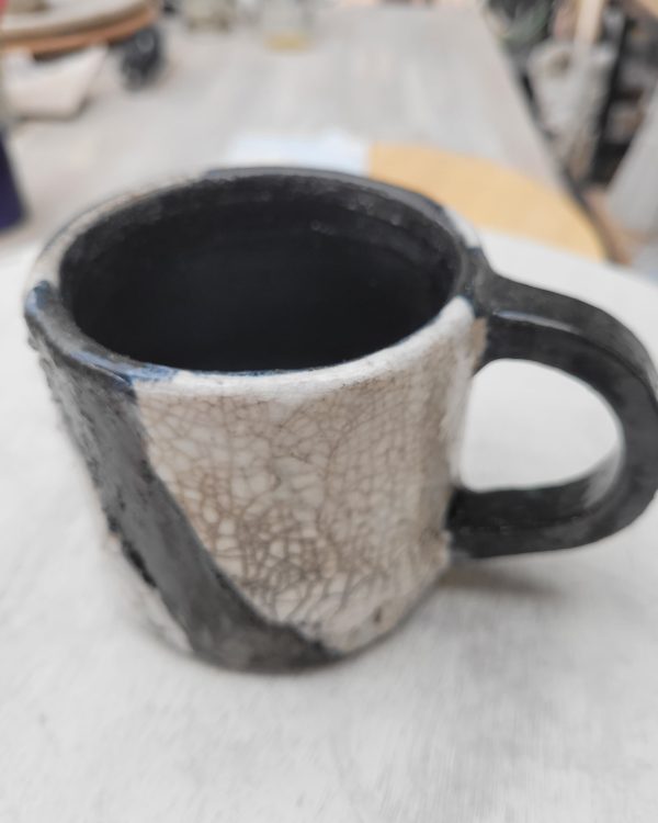 Mug raku blanc unique fait main | Flozraku