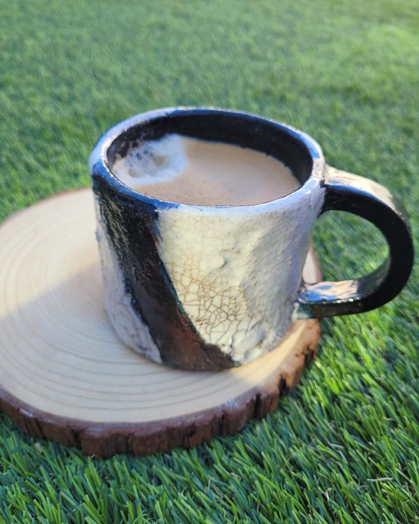 Mug raku blanc unique fait main | Flozraku