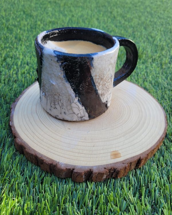 Mug raku blanc unique fait main | Flozraku