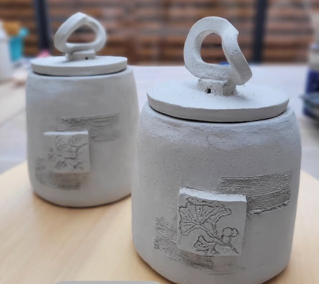 Pots à couvercle en céramique raku